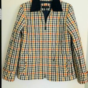 Talbots quilted plaid full zip jacket fitted size Medium